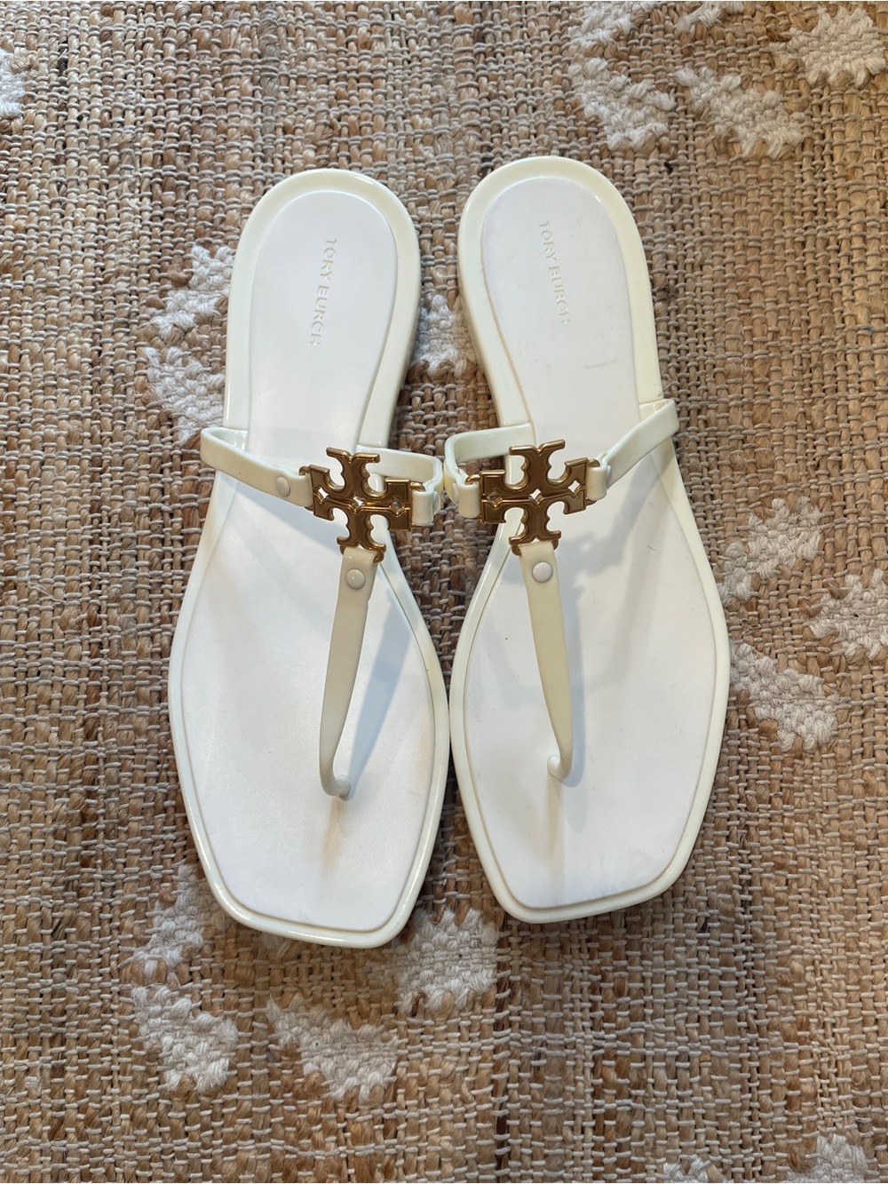 Tory Burch Women's Roxanne Jelly Sandals Cream/White Size 10